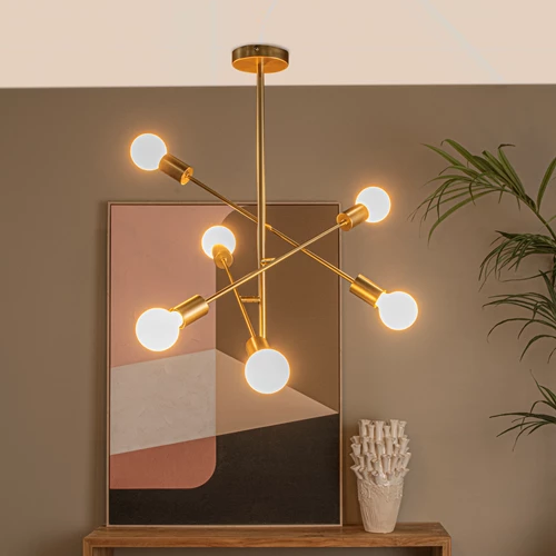 Lucide LESTER - Deckenleuchte - 6xE27 - Mattes Gold / Messing - Atmosphäre 1